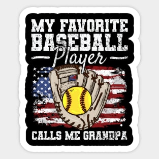 Baseball Grandpa USA Flag Grandfather Sticker
